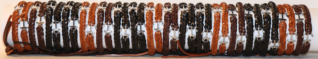BRACCIALE CUOIO TRECCE  ANCORE TONI MARRONI 