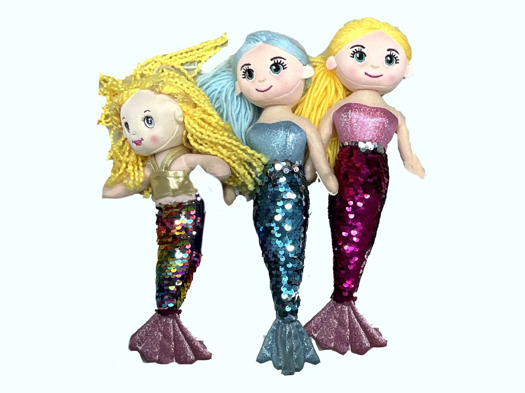 BAMBOLA STOFFA SIRENA C.ASS C/PAIETTES CM 40-CF6PZ 