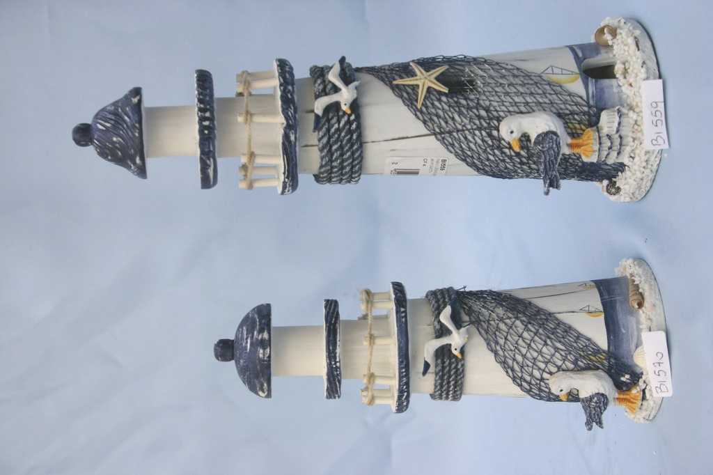 FARO LEGNO BIA/BLU c/GABBIANO 21 cm 