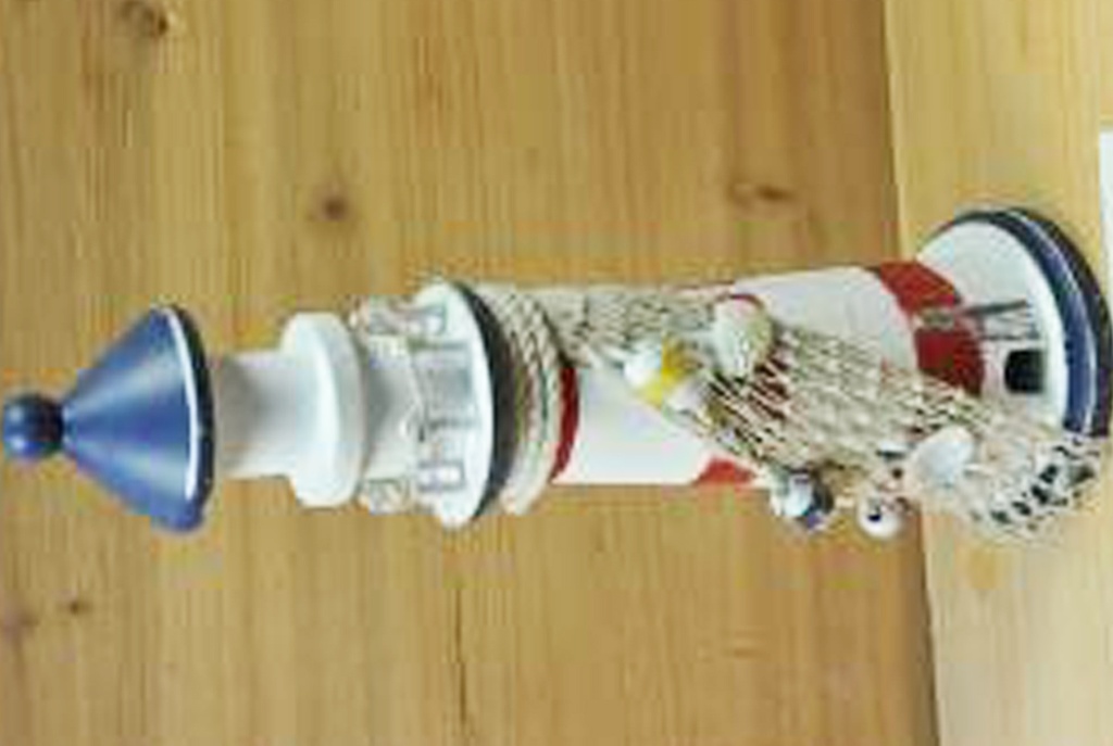 FARO LEGNO C/RETE BIANCO E BLU 30.5x9.8x9.8cm 