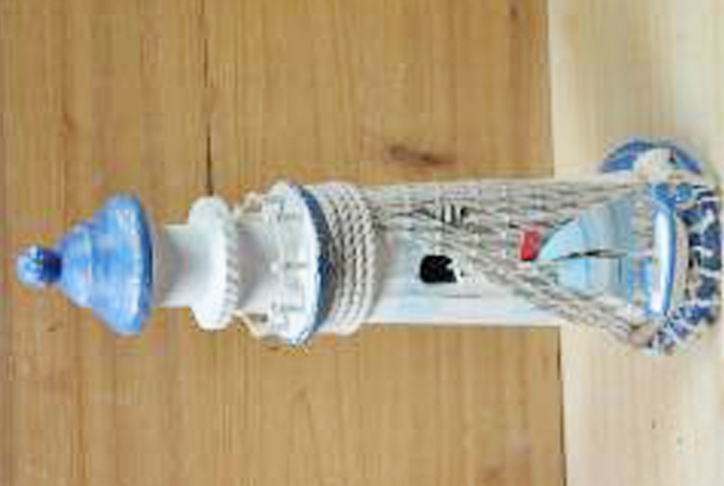 FARO LEGNO C/RETE BIANCO E BLU 28.5x9.5x9.5cm 