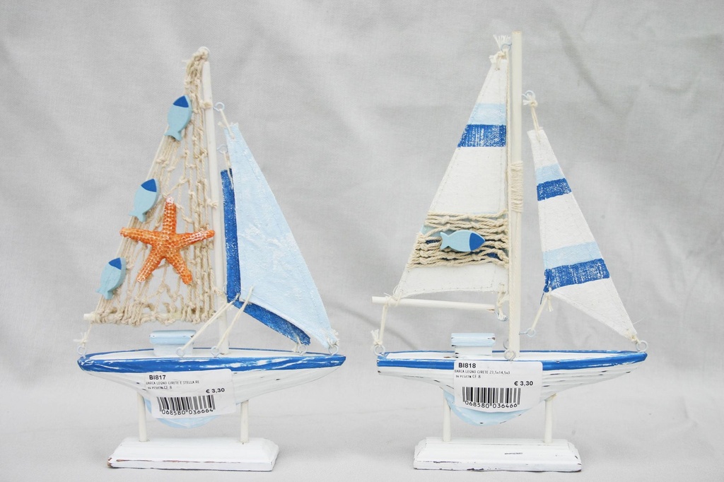 BARCA LEGNO C/RETE E STELLA RESINA 22,5x14,5x3 