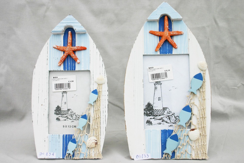 PORTAFOTO BARCA LEGNO C/RETE 27x14x3 