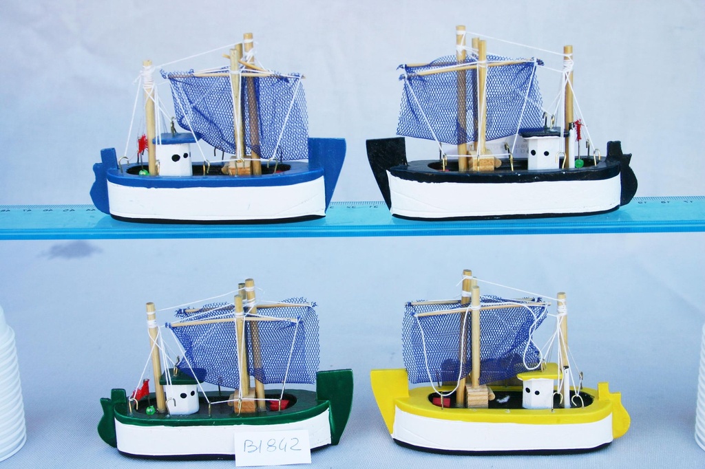 PESCHERECCIO LEGNO CM 12 C/RETE E BASE 6 COL ASS 