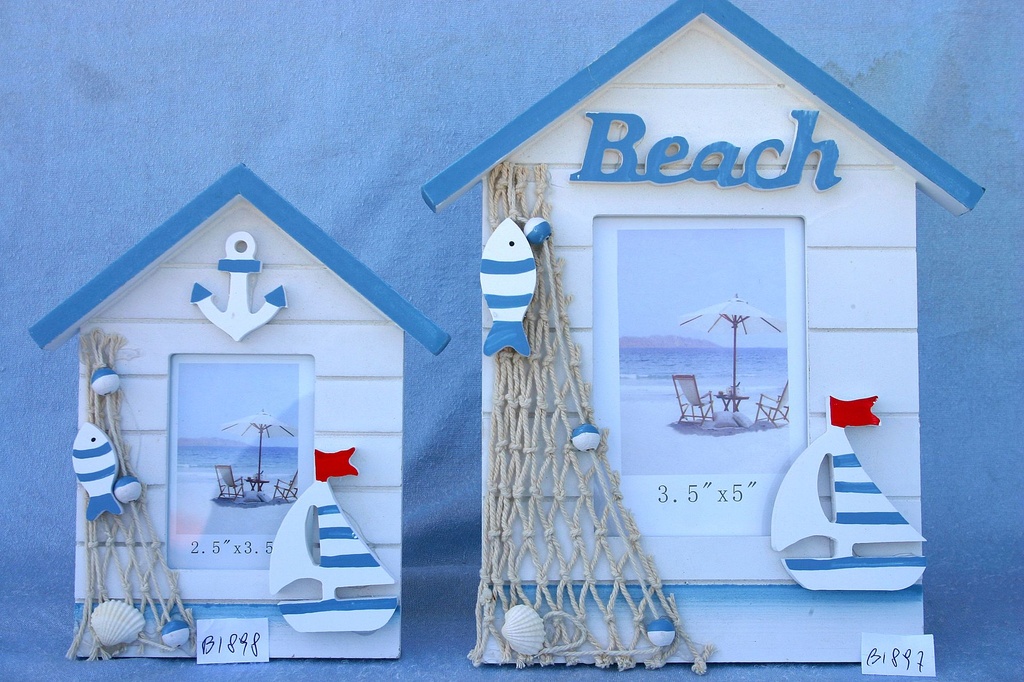 PORTAFOTO LEGNO BIANCO/BLU CASETTA 