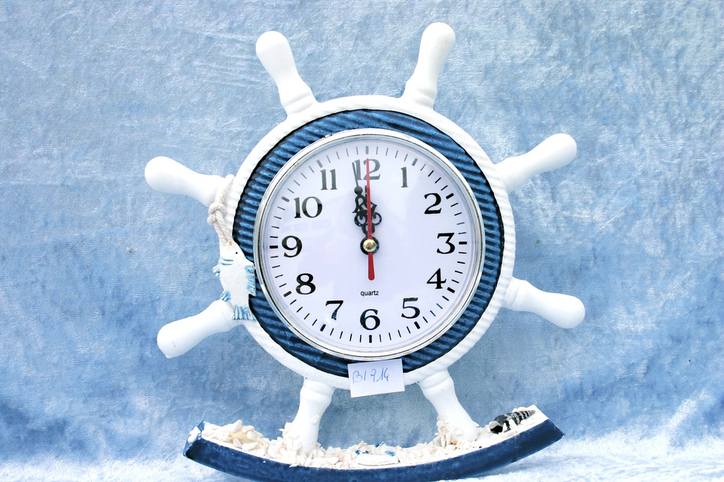 OROLOGIO LEGNO BIANCO/BLU TIMONE DONDOLO CM 34*20 