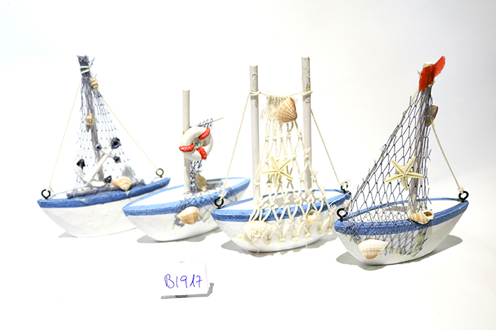 BARCHETTA LEGNO BIANCO/BLU CM 11 4 MOD 