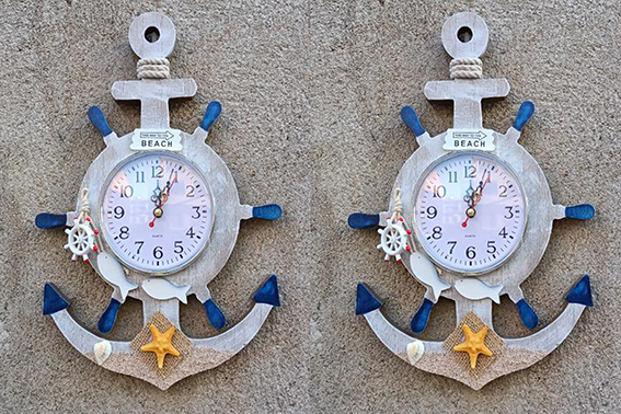 ANCORA LEGNO CON TIMONE/OROLOGIO 