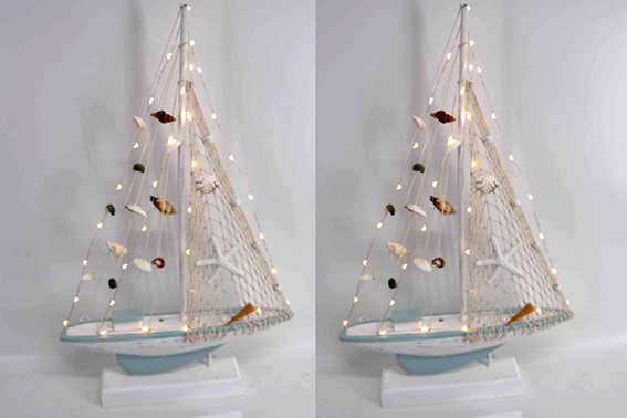 BARCA A VELA LEGNO CON LED 