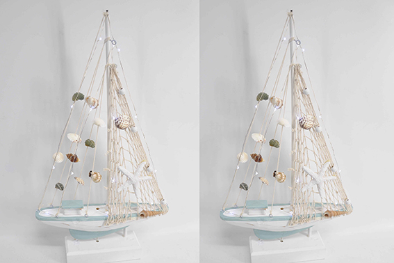 BARCA A VELA LEGNO CON LED 