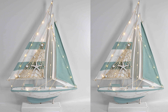 BARCA A VELA LEGNO CON LED 