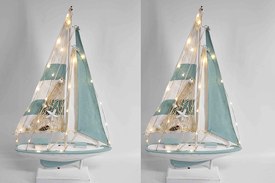 BARCA A VELA LEGNO CON LED 