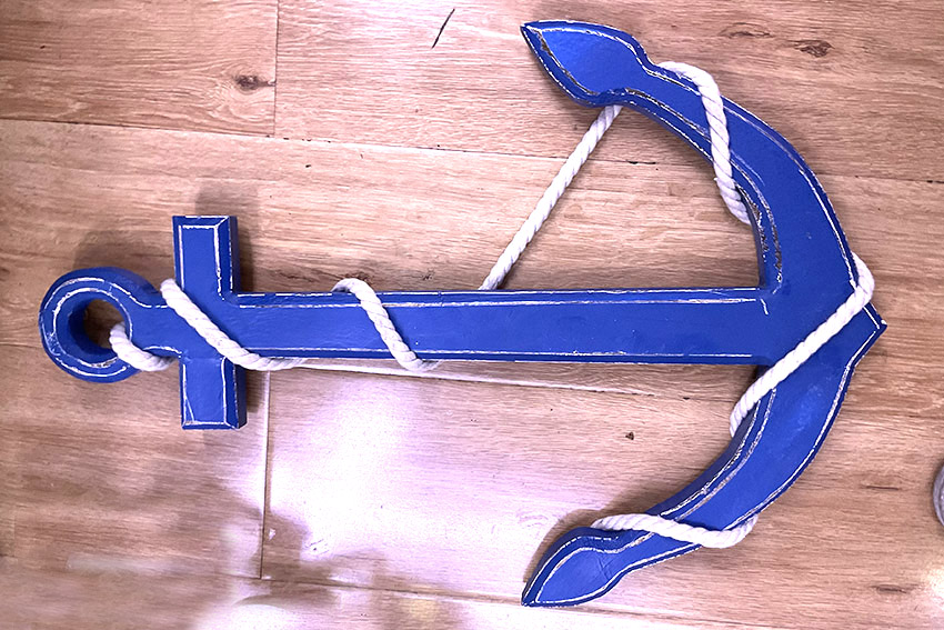 ANCORA LEGNO BLU C/CORDA CM 62 