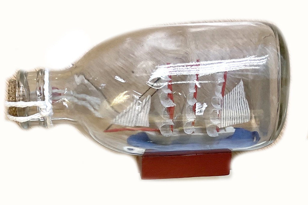 BOTTIGLIETTE VETRO C/BARCA  14*7CM 