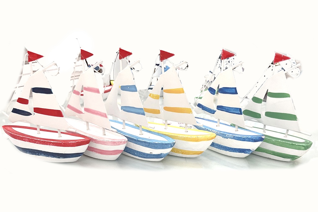 BARCHE LEGNO C/VELA 10 CM COLORI ASS.TI 