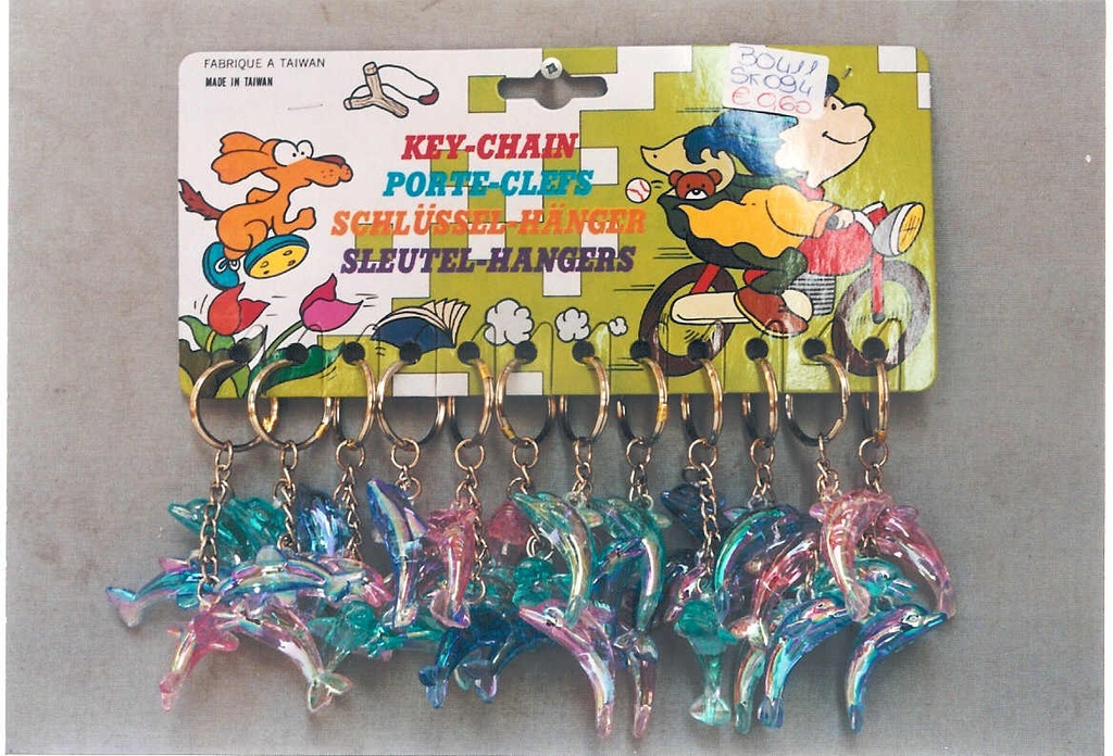 PORTACHIAVI PLAST.3 DELFINI PERLATI cm10 