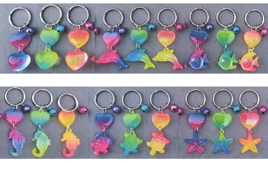 PORTACHIAVI NEON CON CUORE E CAMPANELLA 