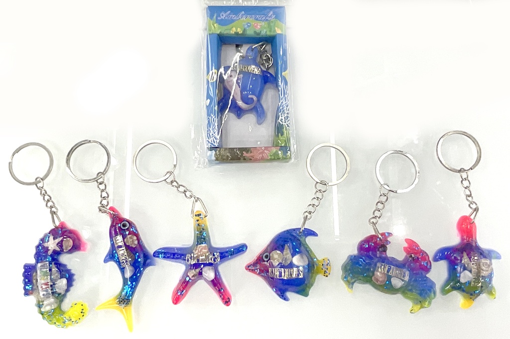 PORTACHIAVI SOGGETTI MARINI PLASTICA ASS.TI CONF. 12 PZ.