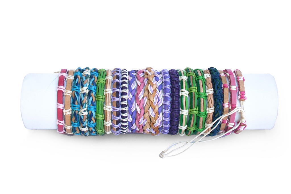 BRACCIALE ECOPELLE TRECCE COLORI ASS. 