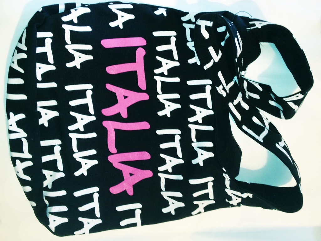 BORSA STOFFA SCRITTE ITALIA ITALIA 