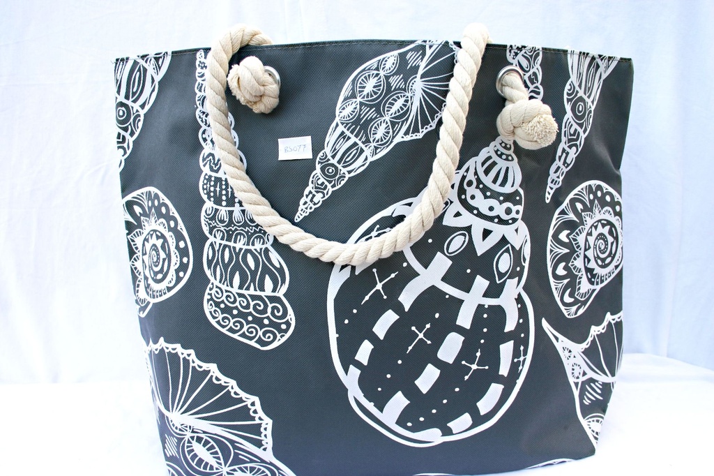 BORSA STOFFA PLASTIFICATA CONCH 35*52CM GRIGIO 