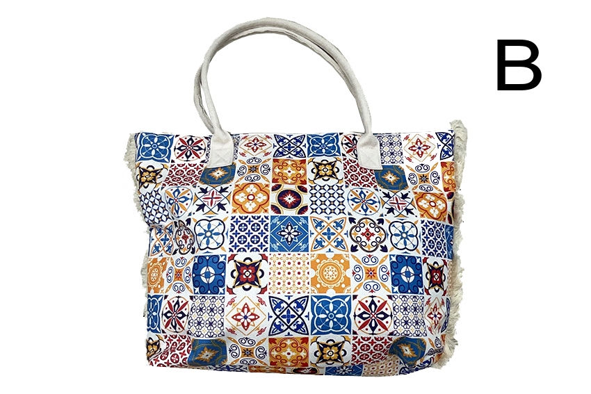 BORSA STOFFA CON CIUFFI 50*36*13 CM MAIOLICHE 