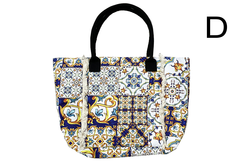 BORSA STOFFA C/CIUFFI 50*36*13 CM MANICO NERO 