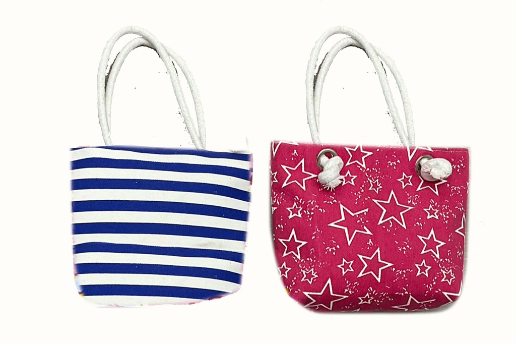 BORSA STOFFA BIMBA 23*20*6cm RIGHE BIANCHE E BLU 