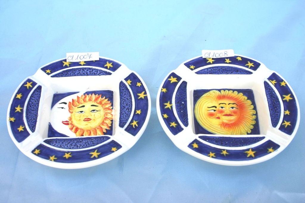 POSACENERE CERAMICA ROTONDO SOLE/LUNA 