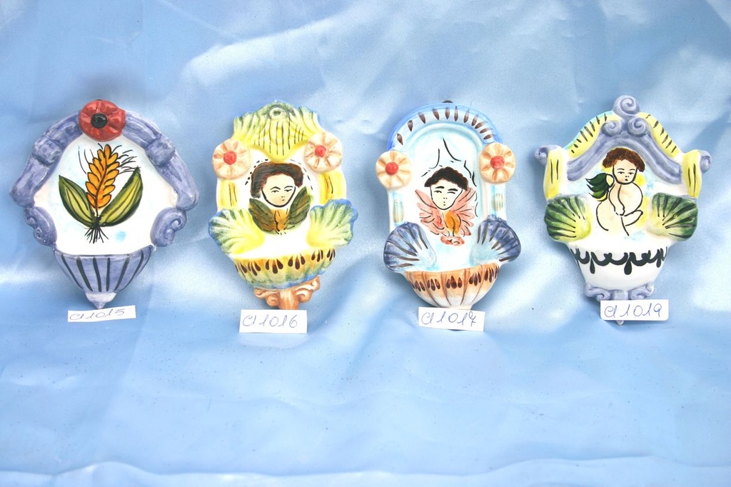 ACQUASANTIERA CERAMICA ANGELO 10,5x8cm 