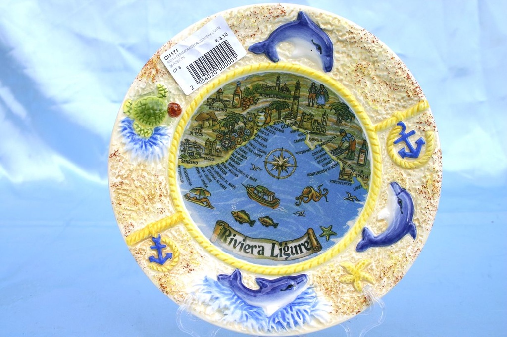 PIATTO CERAMICA c/DECALCO RIVIERA LIGURE 