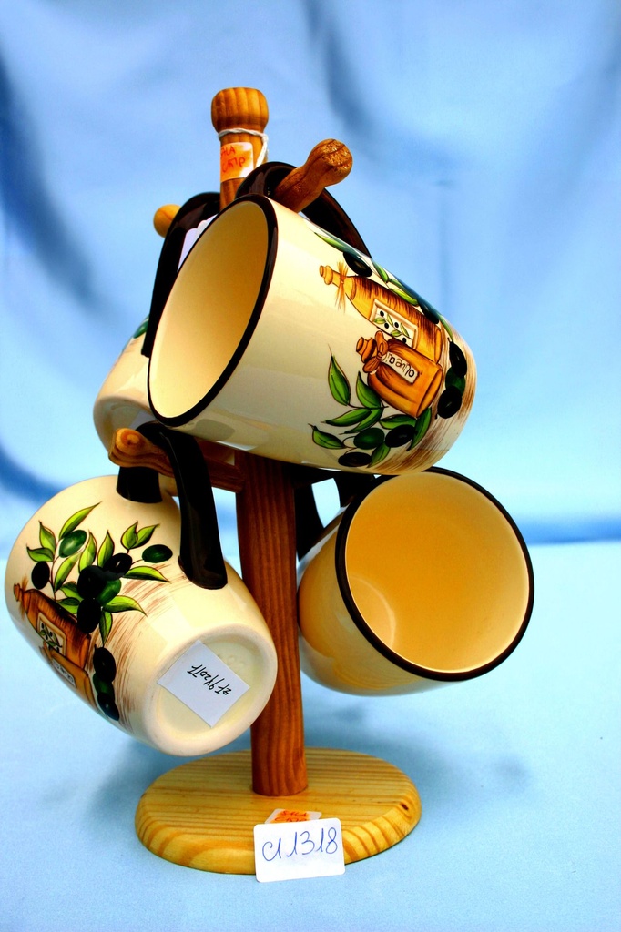 SET 4 TAZZE CERAMICA C/OLIVE 
