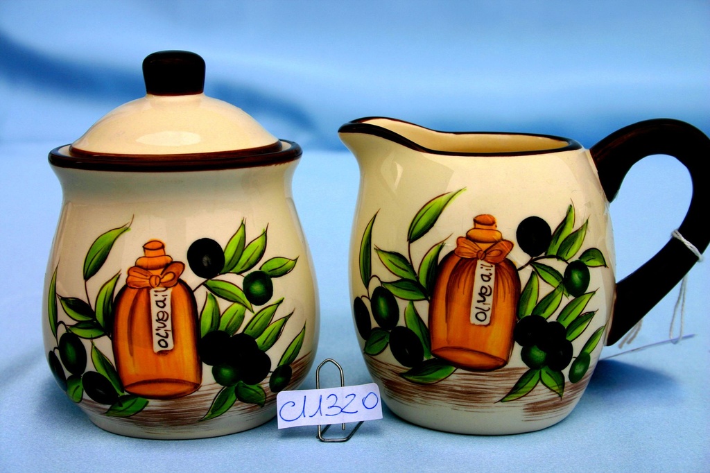 SET LATTE E ZUCCHERO CERAMICA C/OLIVE 