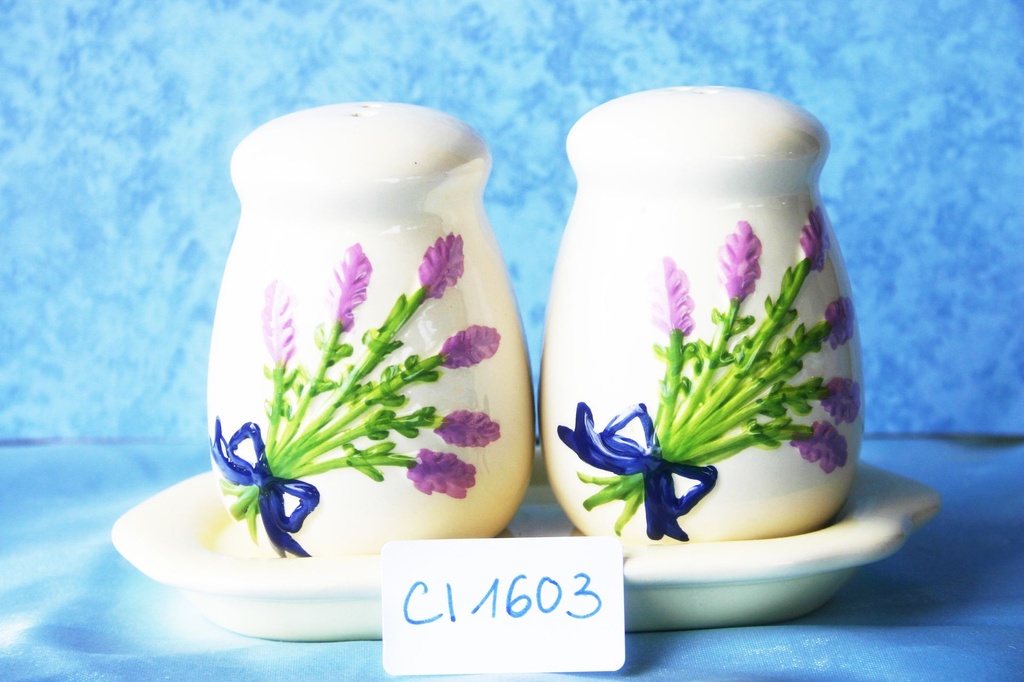 SET SALE E PEPE CERAMICA LAVANDA C/PIATTINO 