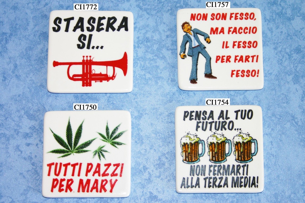 MAGNETE CERAMICA MOTTI "TUTTI PAZZI PER MARY" 
