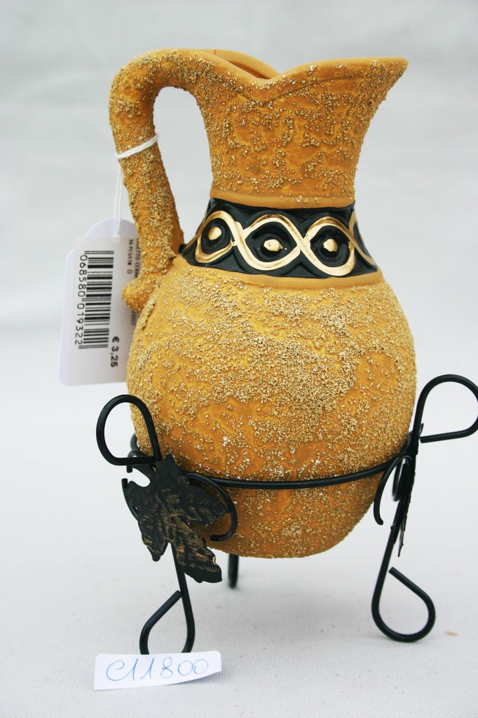 VASETTO CERAMICA GRA C/PIEDISTALLO FERRO 