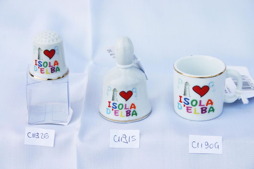 TAZZINA CER C/MAGNETE I LOVE IS. D'ELBA 