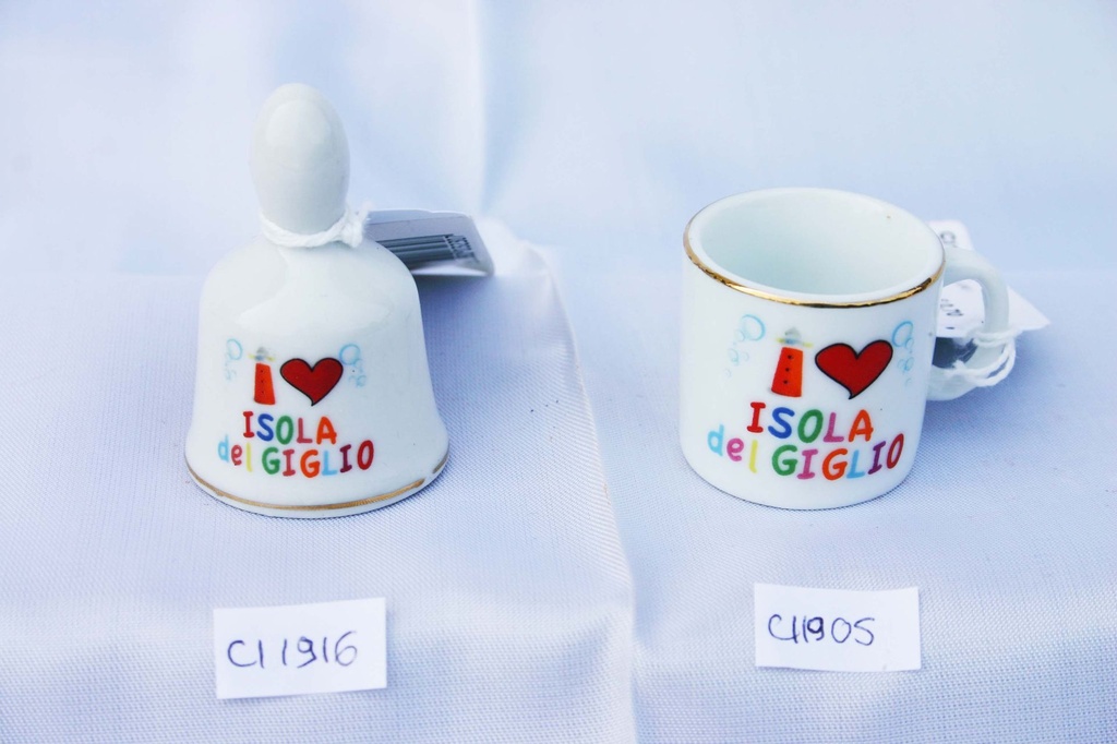 TAZZINA CER C/MAGNETE I LOVE IS. DEL GIGLIO 