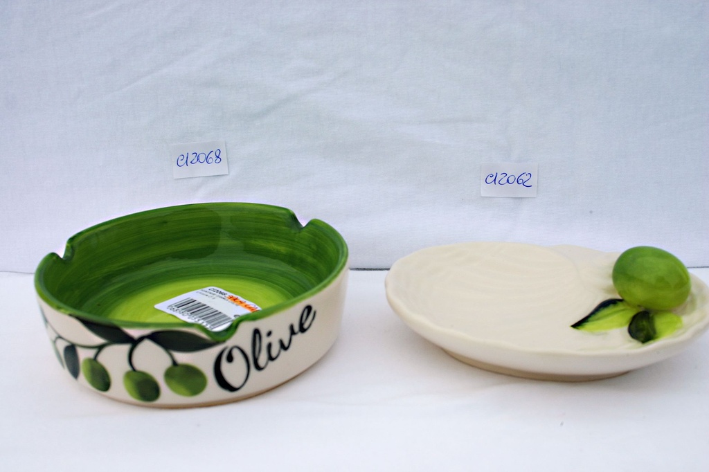 PIATTINO CERAMICA FORMA CONCHIGLIA C/OLIVE 