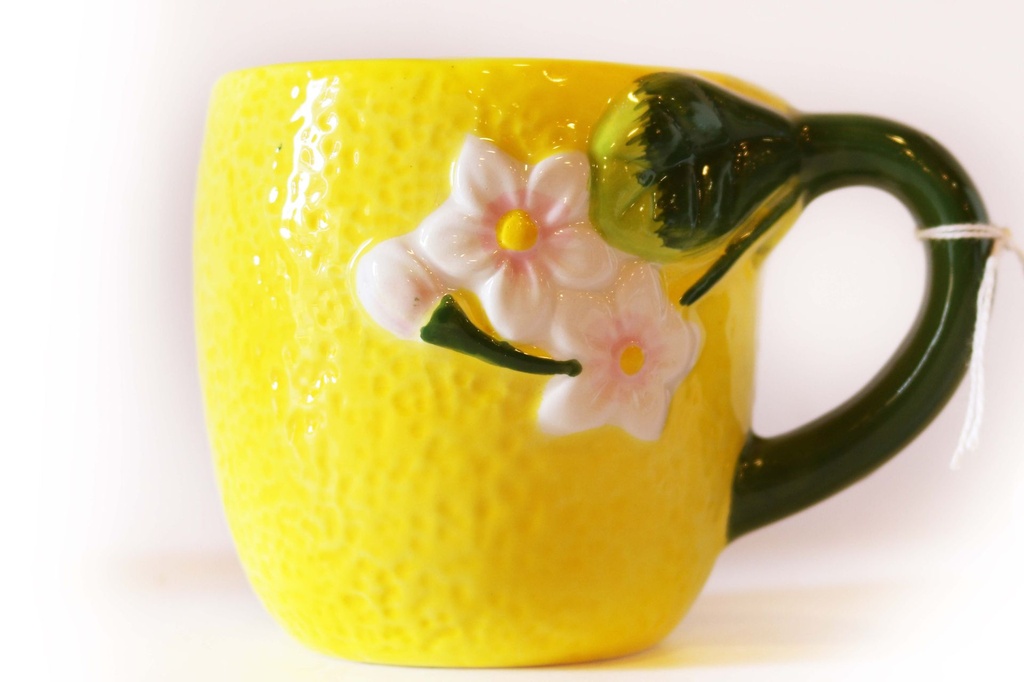 TAZZA CERAMICA GIALLA LIMONI 