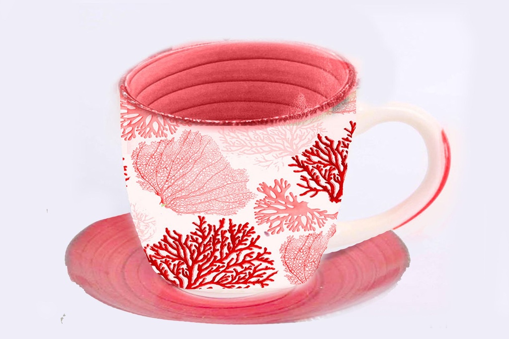 TAZZINA CERAMICA CORALLO CON PIATTINO 