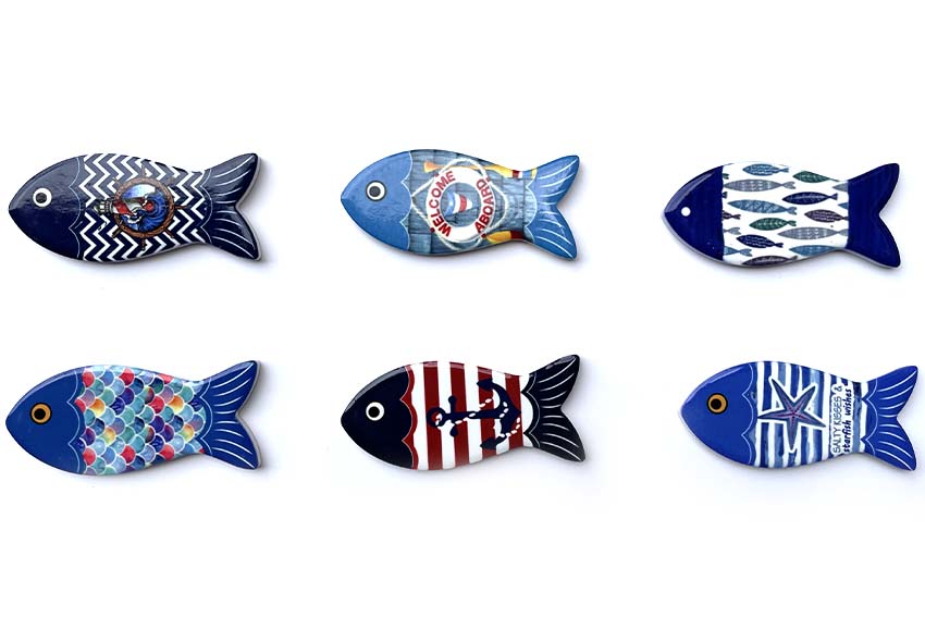 MAGNETE PESCE CON DISEGNI MARINI 6 ASS 