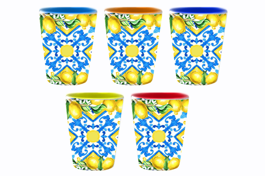 BICCHIERINO CERAMICA C/5 COL ASS 