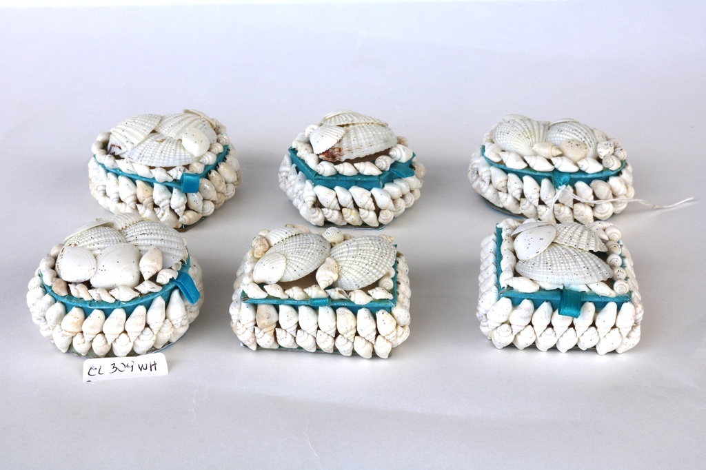 SCATOLA CONCH. BIANCHE MINI C/GLITTER 