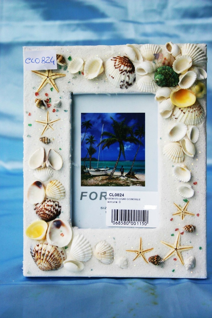 PORTAFOTO C/CONCHIGLIE E SABBIA BIANCA 19,5X15 cm 
