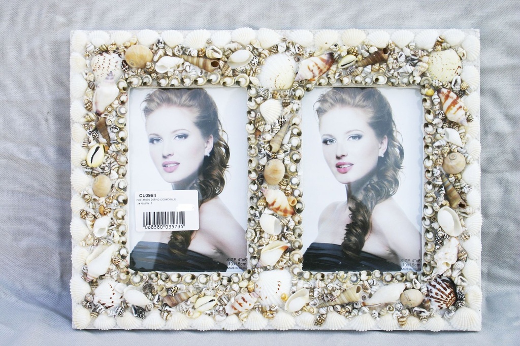 PORTAFOTO DOPPIO C/CONCHIGLIE 22x30 CM 