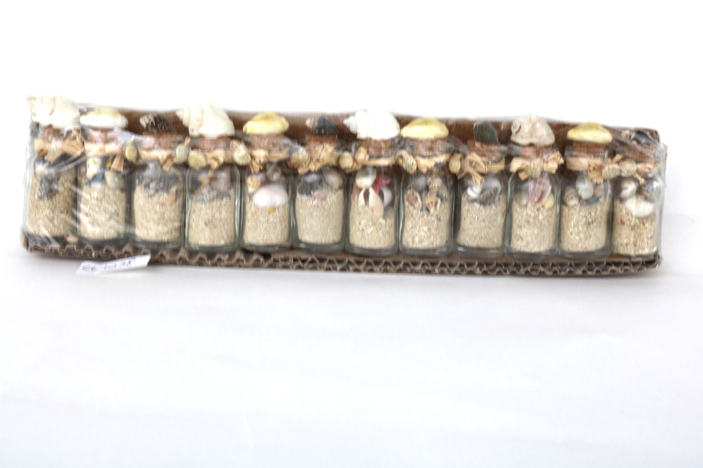 BOTTIGLIETTE C/CONC+SABBIA-RAFFIA+TAPPO CONC CM 8 