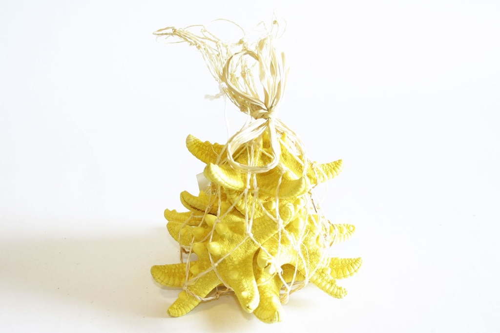 RETE CORDA C/RAFFIA+5 STELLE LONG GIALLE 16*14 