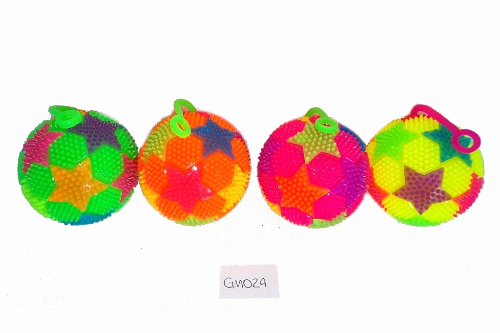 PALLA GOMMA 7,5 CM STELLE COL ASS C/LUCE STRINGA 