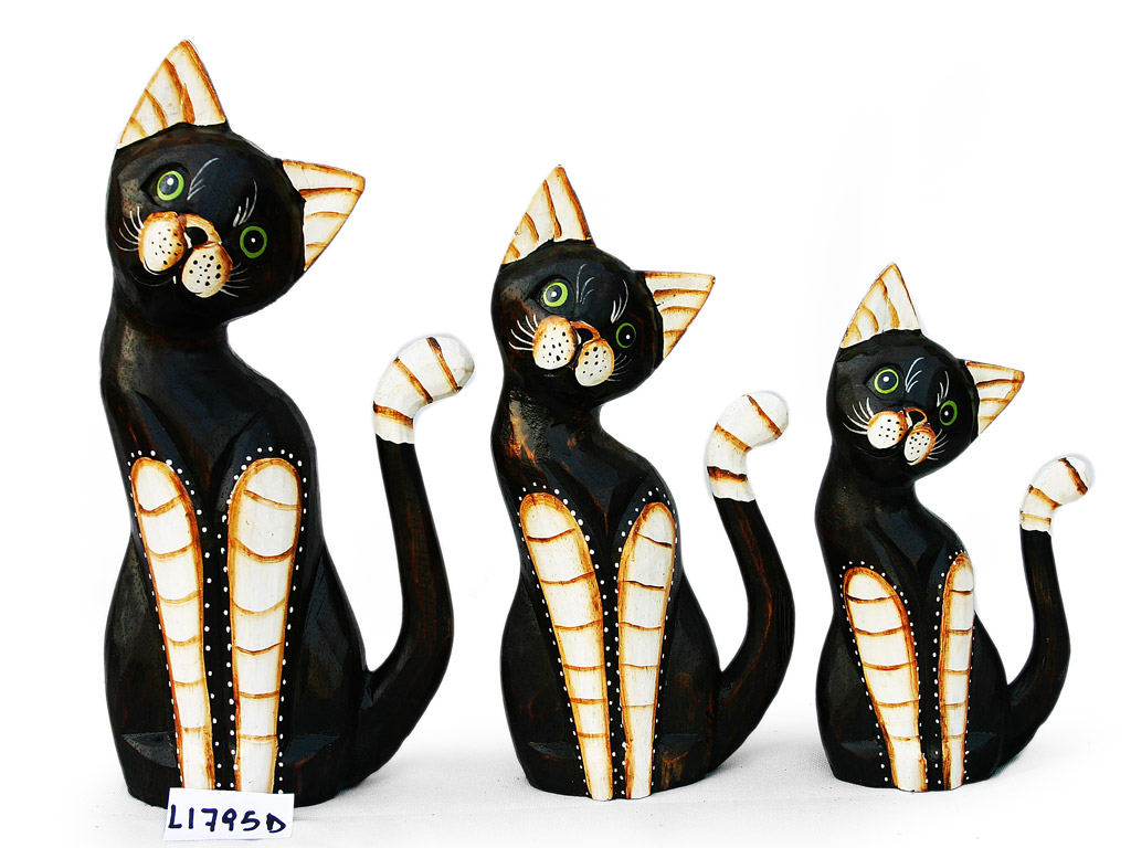 SET GATTO LEGNO MOD.ASS. 20-25-30cm 